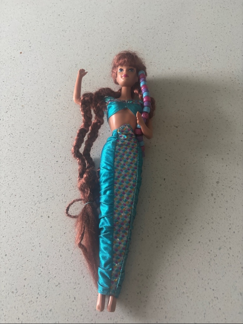 Vintage 1985 Mattel Teal/Turquoise Mermaid Barbie with Fashion Doll Outfit